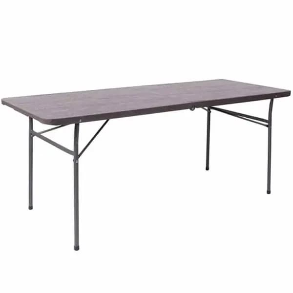 Flash Furniture DAD-LF-183Z-GG 72" x 30" Brown Woodgrain Plastic Top Folding Table — main image