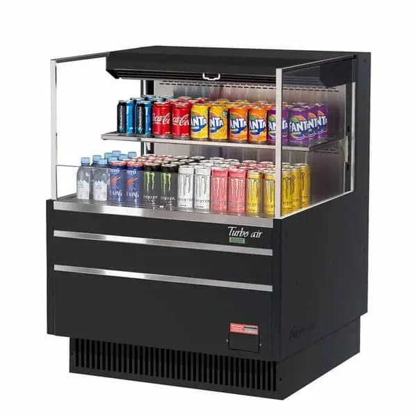 Turbo Air TOM-36L-UF-B-2S-N Black Horizontal Open Display Case Merchandiser 34-3/4"W — view 2