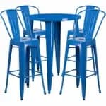 Flash Furniture CH-51090BH-4-30SQST-BK-GG Black Metal Bar Stool and Table Set with Four Bar Stools — view 3