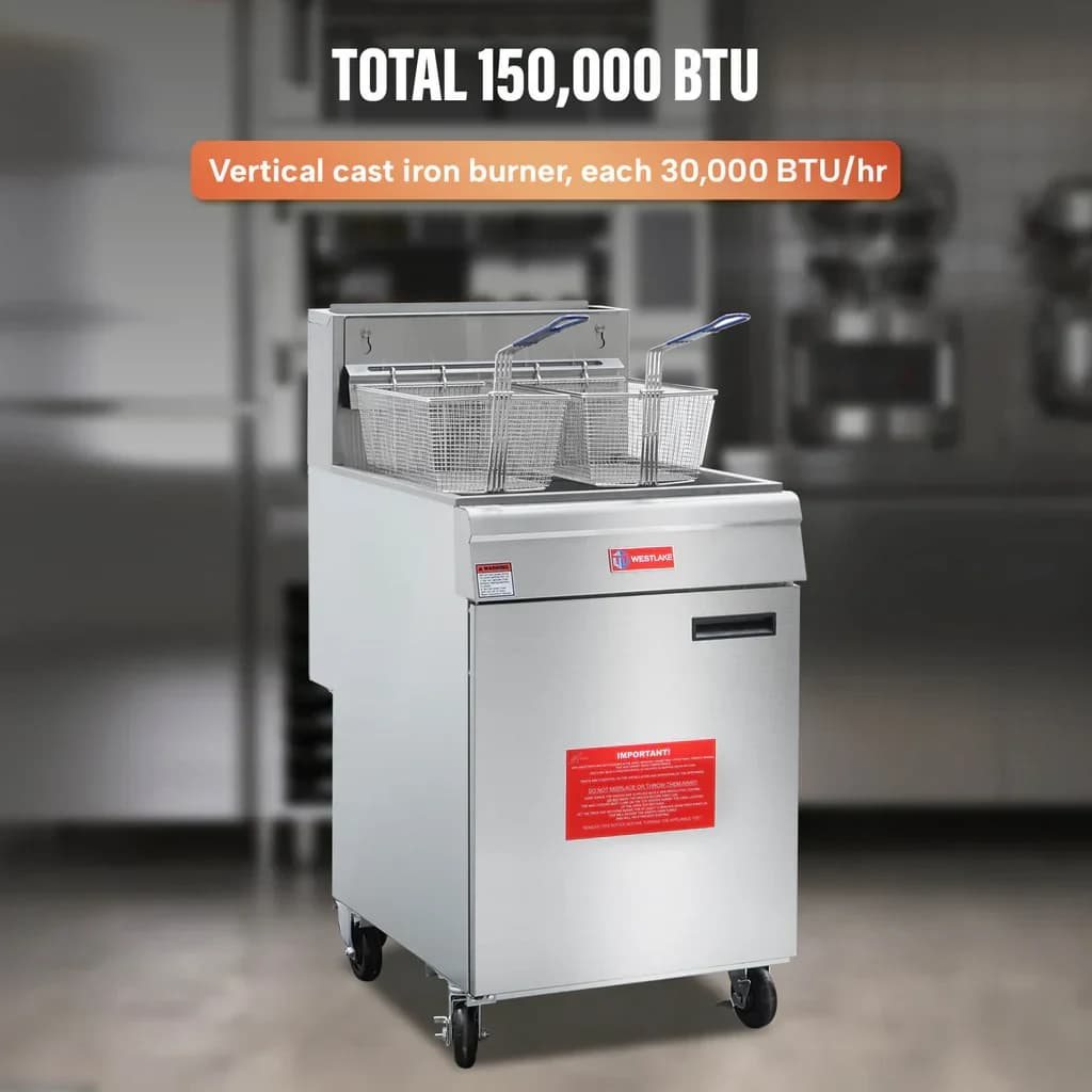 Westlake GF150 Deep Fryer 21" 150,000 Btu 70 lb Oil Capacity — view 3
