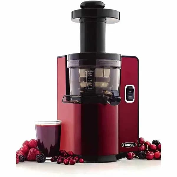 Omega VSJ843QR Cold Press Red Vertical Low Speed Juicer with Square Body — main image