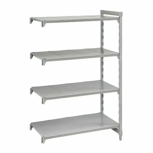 Cambro Camshelving CPA184284S4PKG 4-Shelf Polypropylene-Covered Steel Posts Speckled Gray Shelving Kit 42"W X 18"D X 84"H — main image