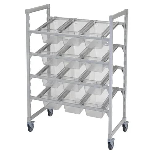 Cambro Camshelving CPM244867FX1480 4-Tier Speckled Gray Mobile Flex Station 24"W X 48"L X 67"H — main image