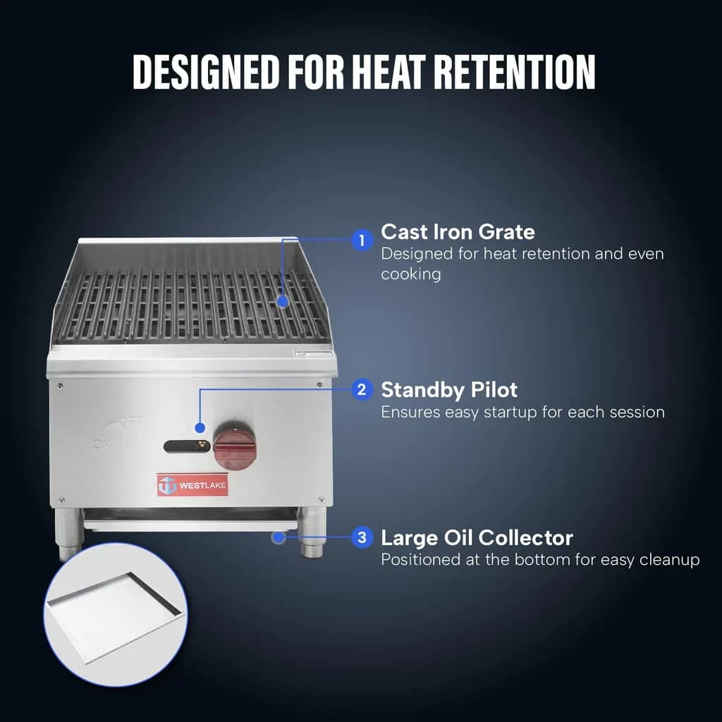 Westlake ECB-16S Gas Radiant Broiler 15.9" 30,000 Btu — view 4