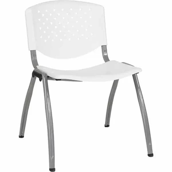 Flash Furniture RUT-F01A-WH-GG Chair White Plastic Seat and Metal Frame — main image