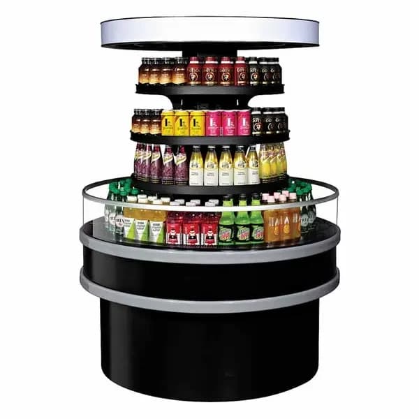 Turbo Air TIOM-48RRB-N Black Round Open Island Display Case Merchandiser 48" Diameter — view 2