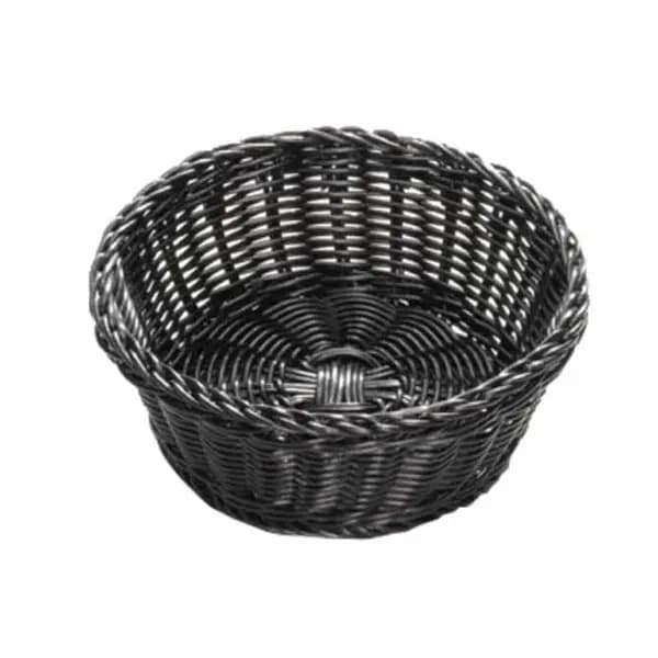 Tablecraft M2475 Round Black Woven Ridal Basket 8-1/4" x 3-1/4" | Case of 12 — main image