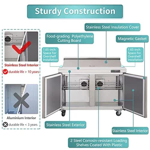 Westlake WKSR-48BM Salad Prep Table Refrigerator 2 Door 33-40°F — view 7