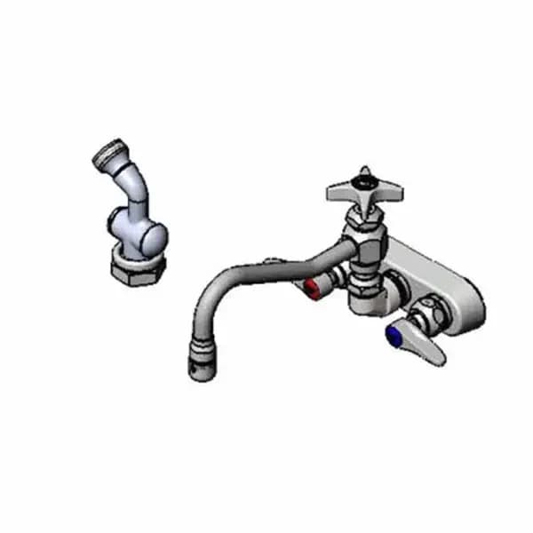 T&S B-1156 4" Wall Mount Workboard Faucet with 8" Swing Spout Nozzle and Spray Hose — view 2