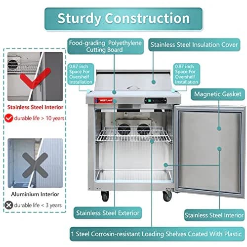 Westlake WKSR-27BM Salad Prep Table Refrigerator 1 Door 33-40°F — view 4