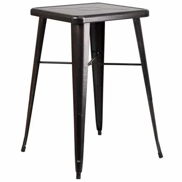 Flash Furniture CH-31330-BQ-GG Square Bar Height Galvanized Steel Black and Antique Gold Table — main image