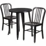 Flash Furniture CH-51080TH-2-18VRT-BK-GG Black Metal Table and Chair Set with Two Chairs — view 3
