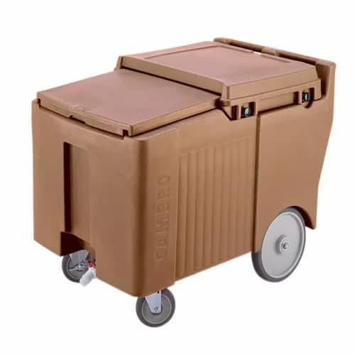 Cambro Slidinglid ICS175LB157 175 Lb. Coffee Beige Mobile Ice Caddy — view 2