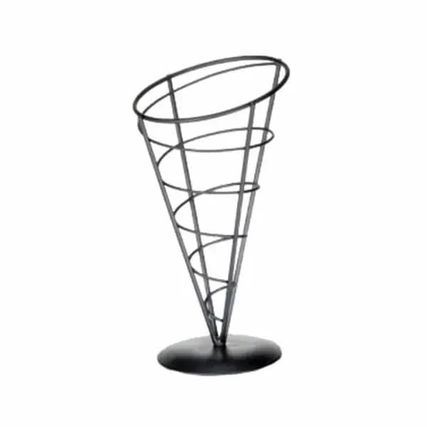 Tablecraft AC59 Black Metal Vertigo Appetizer Cone 5" x 9" — main image