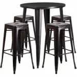 Flash Furniture CH-51090BH-4-30SQST-BK-GG Black Metal Bar Stool and Table Set with Four Bar Stools — view 4