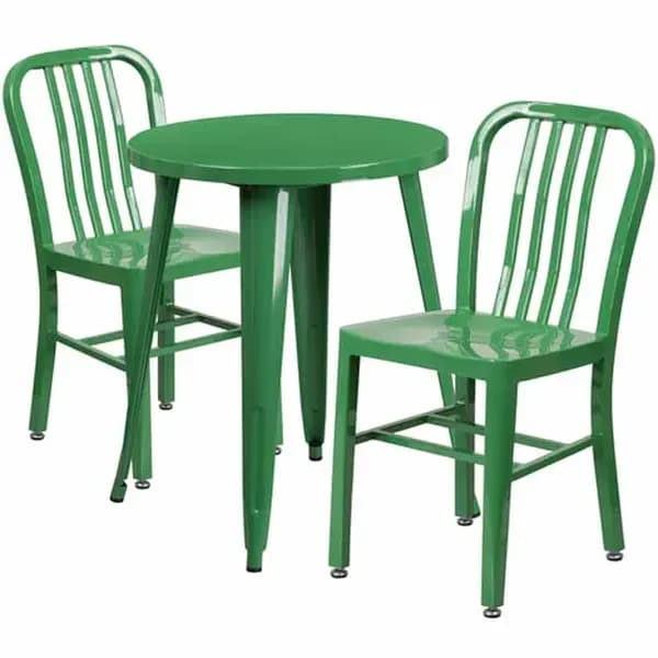 Flash Furniture CH-51080TH-2-18VRT-GN-GG Green Metal Table and Chair Set with Two Chairs — main image