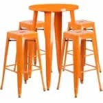 Flash Furniture CH-51080BH-4-30VRT-BL-GG Blue Metal Bar Stool and Table Set with Four Bar Stools — view 6