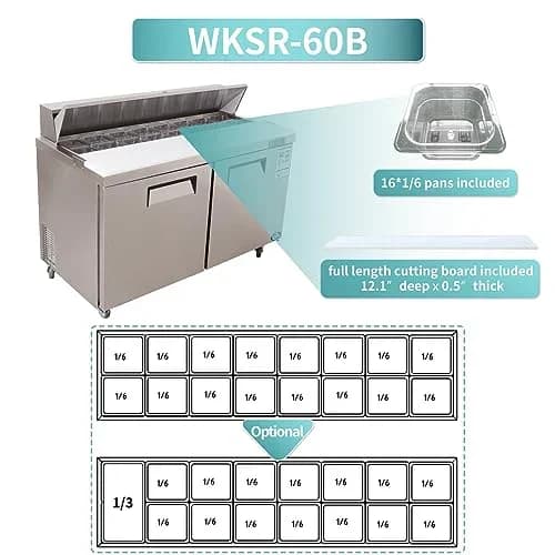 Westlake WKSR-60B Salad Prep Table Refrigerator 2 Door 33-40°F — view 5