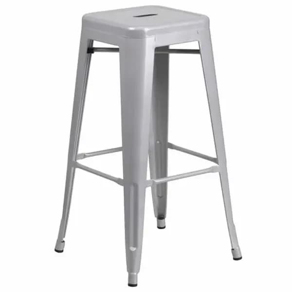 Flash Furniture CH-31320-30-SIL-GG Silver Galvanized Steel Bar Stool — view 2