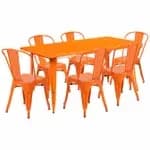 Flash Furniture ET-CT005-6-30-BK-GG Black Galvanized Steel Table and Chair Set with Six Chairs — view 5