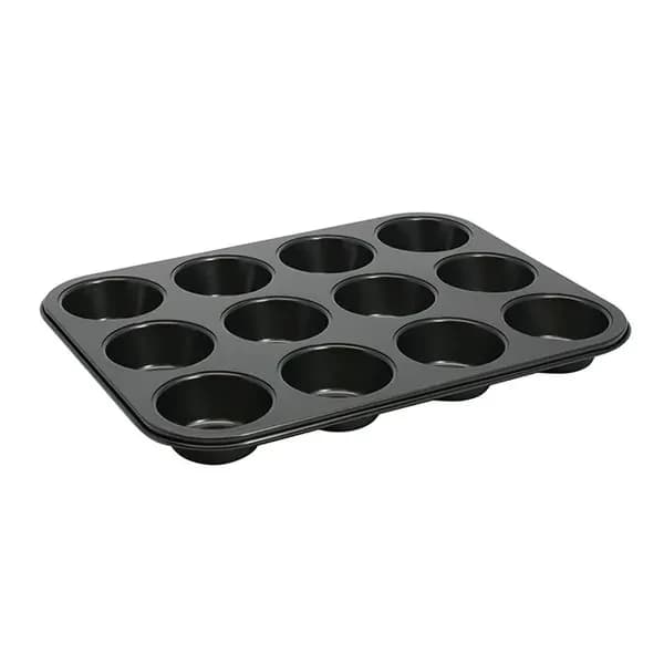 Winco AMF-12NS 2-3/4" Diameter 12-Cup Carbon Steel Non-Stick Muffin Pan — main image