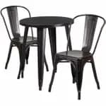 Flash Furniture CH-51080TH-2-18CAFE-BK-GG Black Metal Table and Chair Set with Two Chairs — view 4