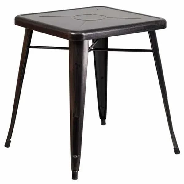 Flash Furniture CH-31330-29-BQ-GG 23-3/4" Square Dining Height Galvanized Steel Black and Antique Gold Table — main image