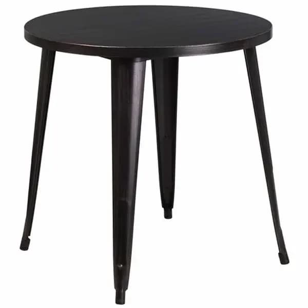 Flash Furniture CH-51090-29-BQ-GG 30" Round Dining Height Metal Black and Antique Gold Table — view 2