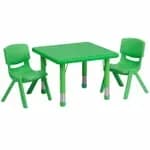 Flash Furniture YU-YCY-098-0034-RECT-TBL-GREEN-GG Gray Laminate/Green Preschool Activity Table Set with Four Chairs — view 3