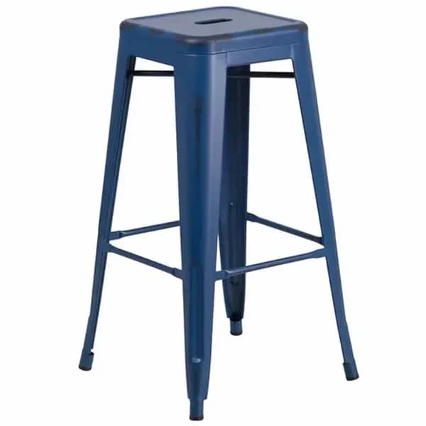 Flash Furniture ET-BT3503-30-AB-GG Antique Blue Galvanized Steel Bar Stool — view 2