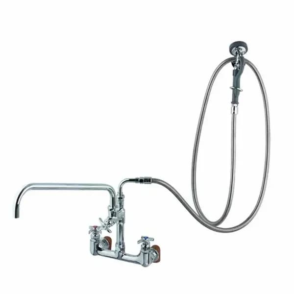 T&S B-0284 Wall Mount Big-Flo Faucet with 12" Swing Spout Nozzle and Spray Valve — view 2