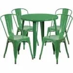 Flash Furniture CH-51090TH-4-18CAFE-BL-GG Blue Metal Table and Chair Set with Four Chairs — view 6