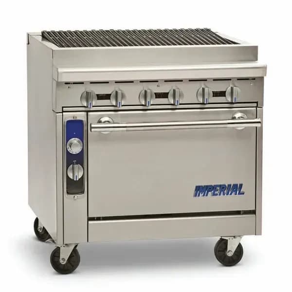 Imperial IHR-RB-XB Natural Gas Range with 36" Charbroiler-Storage Base 36"W — view 2