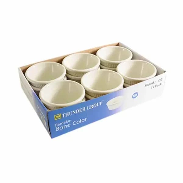 Thunder Group ML509B1R Bone 2 oz. Fluted Melamine Ramekin | Pack of 12 — view 2