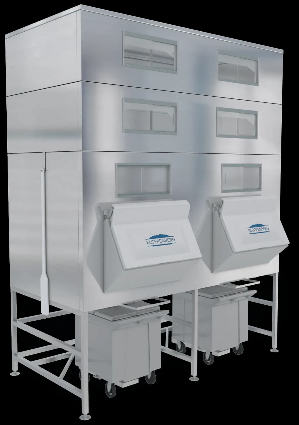 Kloppenberg IFS4800-250 Gravity Dispense Ice Bin 6522 Pound Capacity Stainless Steel Interior Cube, Flake, Nugget Ice Compatibility