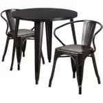 Flash Furniture CH-51090TH-2-18ARM-BL-GG Blue Metal Table and Chair Set with Two Chairs — view 3