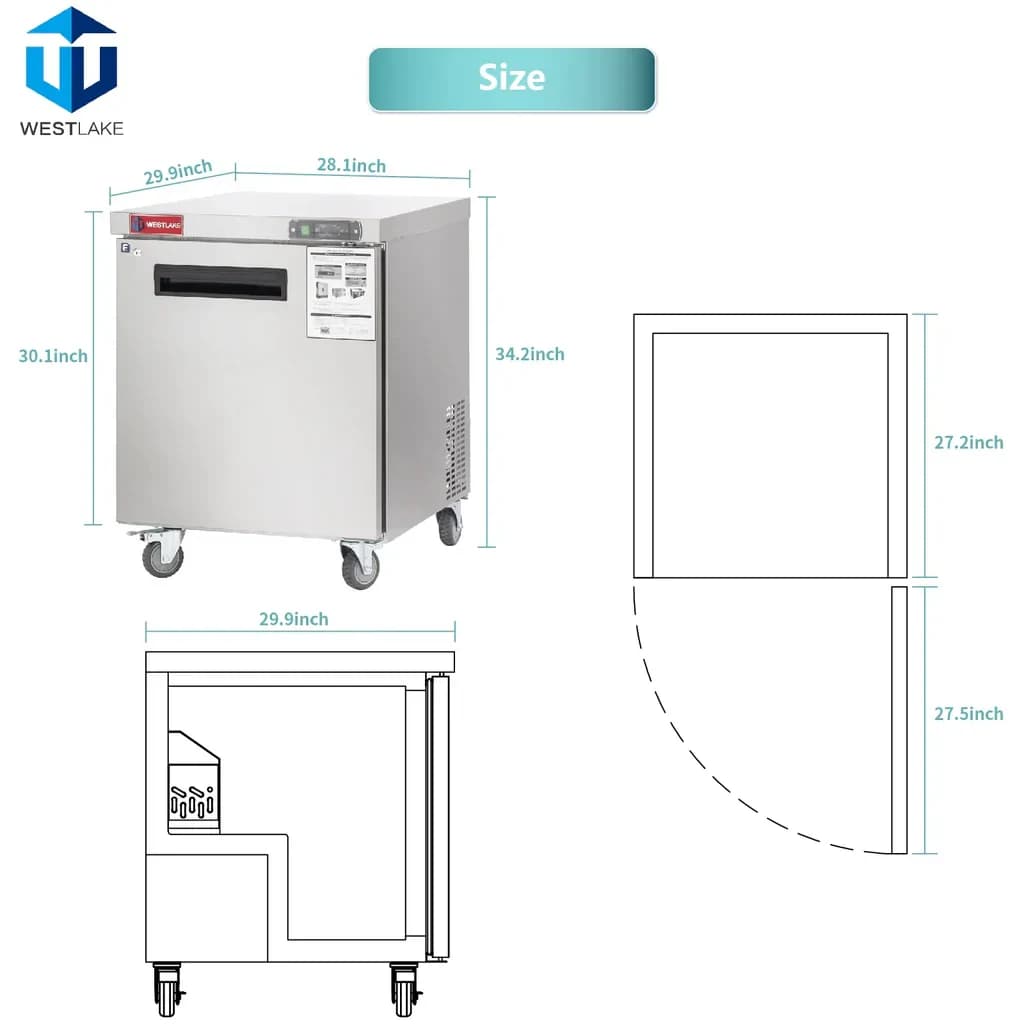 Westlake WKTF-27B Undercounter Freezer 1 Door -8-0°F — view 4
