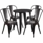 Flash Furniture CH-51080TH-4-18ARM-BQ-GG Black and Antique Gold Metal Table and Chair Set with Four Chairs — view 4