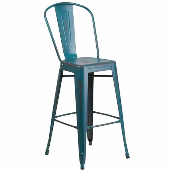 Flash Furniture ET-3534-30-KB-GG Kelly Blue Galvanized Steel Bar Stool — view 2