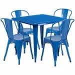 Flash Furniture ET-CT002-4-30-BK-GG Black Galvanized Steel Table and Chair Set with Four Chairs — view 6