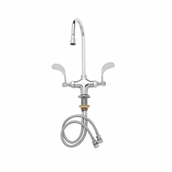 T&S B-0300-WH4 Single Hole Deck Mount Double Pantry Faucet with 5-3/4" Gooseneck Spout — view 2