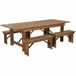 Flash Furniture XA-FARM-7-GG Folding Wood Farm Table Set with Four Benches — view 5
