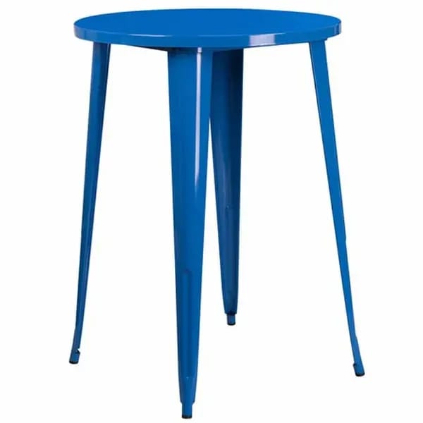 Flash Furniture CH-51090-40-BL-GG Round Bar Height Metal Blue Table — view 1