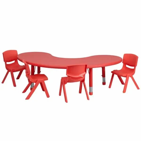 Flash Furniture YU-YCX-0043-2-MOON-TBL-RED-E-GG Red Preschool Activity Table Set with Four Chairs — view 1