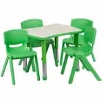 Flash Furniture YU-YCX-0043-2-MOON-TBL-BLUE-E-GG Blue Preschool Activity Table Set with Four Chairs — view 5