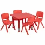 Flash Furniture YU-YCX-0043-2-MOON-TBL-BLUE-E-GG Blue Preschool Activity Table Set with Four Chairs — view 3
