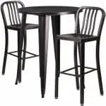Flash Furniture CH-31330B-2-30GB-BK-GG Black Galvanized Steel Bar Stool and Table Set with Two Bar Stools — view 6