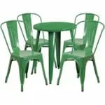 Flash Furniture CH-51080TH-4-18ARM-BL-GG Blue Metal Table and Chair Set with Four Chairs — view 4