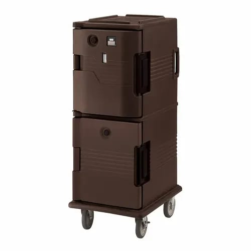 Cambro Ultra Camcart UPCHT800131 2-Compartment Dark Brown Heated Food Pan Carrier — view 2