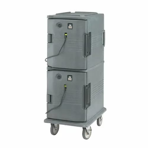 Cambro Ultra Camcart UPCH800191 2-Compartment Granite Gray Heated Food Pan Carrier — view 2
